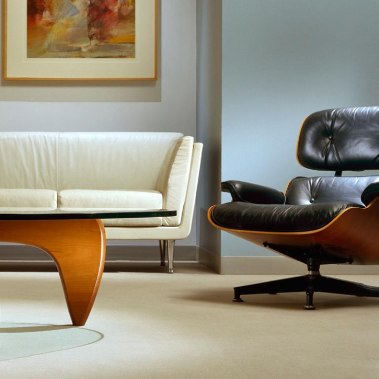 Table Noguchi de Isamu Noguchi & Fauteuil Lounge chair de Charles et Ray Eames
